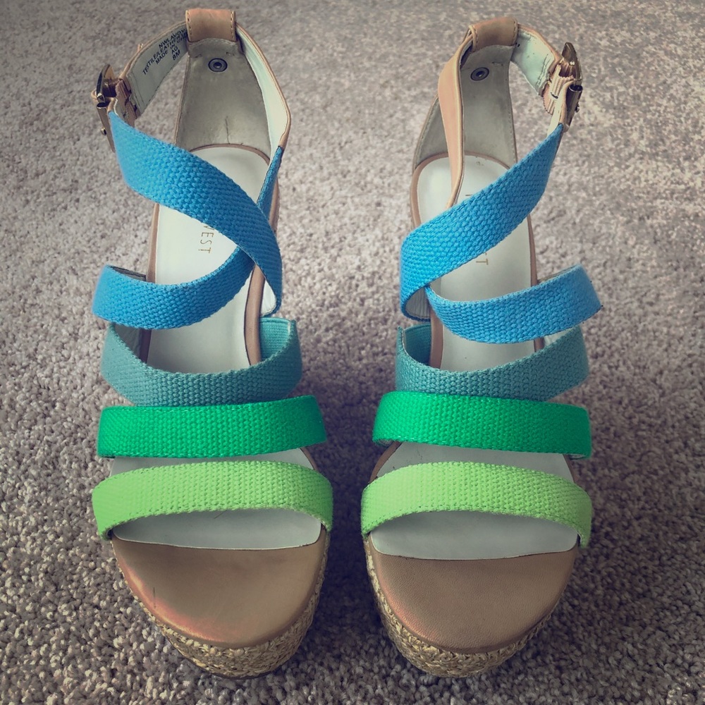 Nine West multi color wedge heel sandals